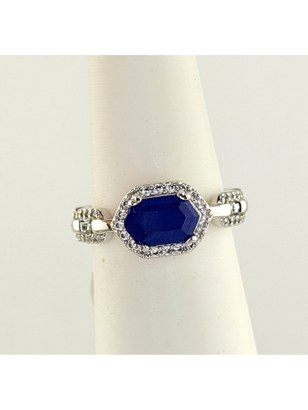 Bomb Party Sz 7 "I'm The Catch" RBP8454 Twilight Sapphire +Quartz on Rhodium
